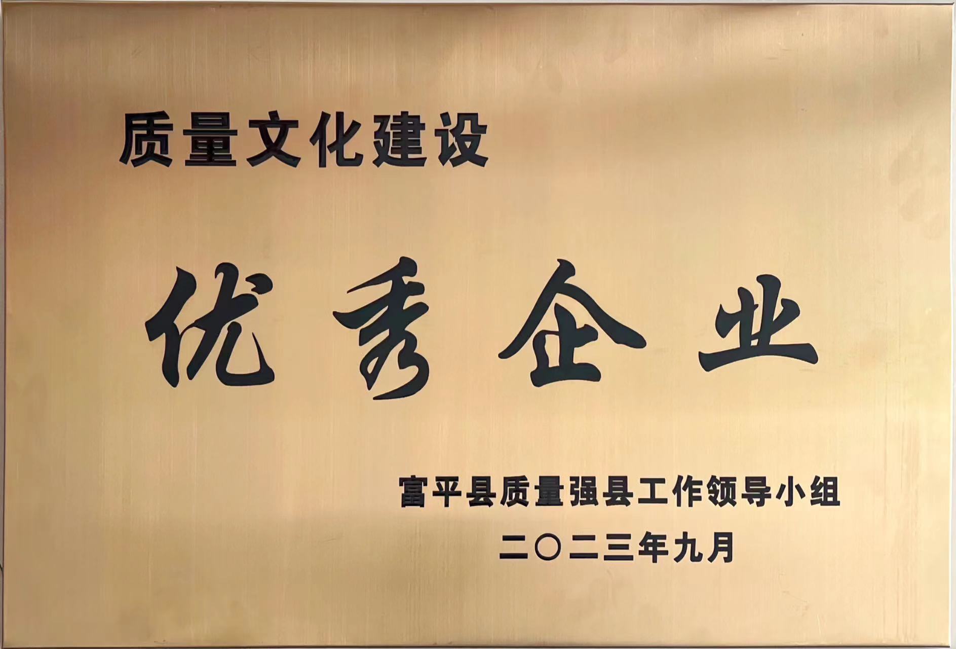 贊！富平公司喜獲富平縣“質(zhì)量文化建設(shè)優(yōu)秀企業(yè)”稱號